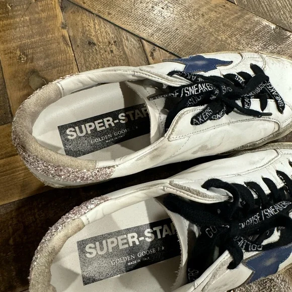 Golden Goose White and Blue Sneakers - Picture 2 of 5